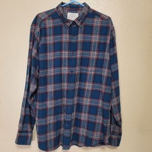 St John's Bay Men Teal Flannel Shirt Size XL